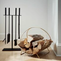 Chord Antique Brass Log Holder -marin sHOP 4PieceMarionBlackFireplaceOC20 1x1