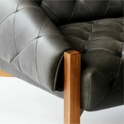 Abruzzo Charcoal Leather Tufted Chair -marin sHOP AbruzzoTftdBkLthrChrBrnWdAVF20