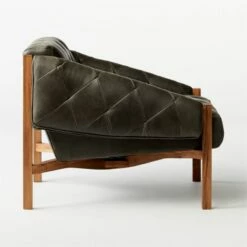 Abruzzo Charcoal Leather Tufted Chair -marin sHOP AbruzzoTftdBkLthrChrBrnWdSDF20