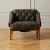 Abruzzo Charcoal Leather Tufted Chair -marin sHOP AbruzzoTftdBkLthrChrBrnWdSHF20 1x1