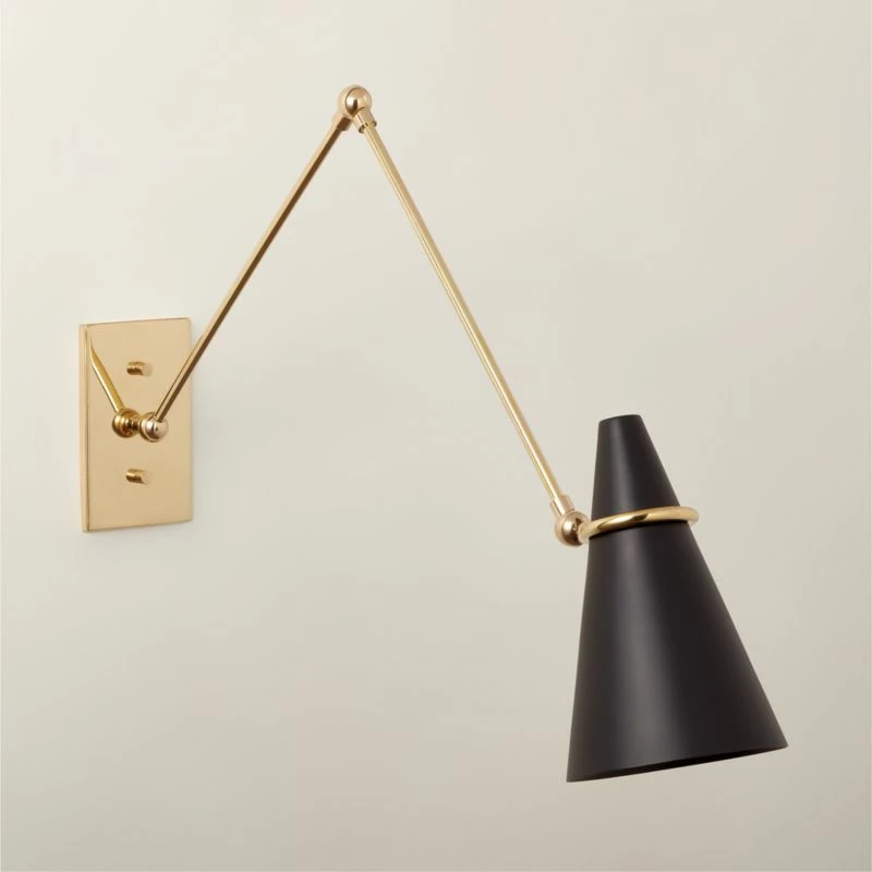 Aldus Black And Polished Brass Articulating Wall Sconce 5 Aldus Black And Polished Brass Articulating Wall Sconce - Image 3