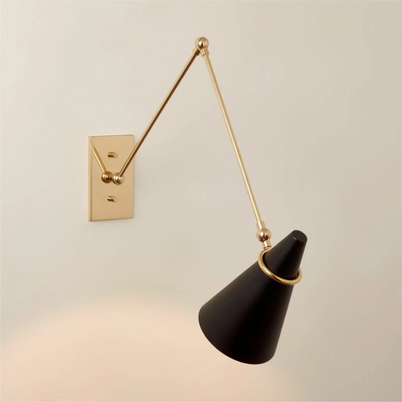 Aldus Black And Polished Brass Articulating Wall Sconce 4 Aldus Black And Polished Brass Articulating Wall Sconce - Image 2