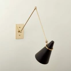 Aldus Black And Polished Brass Articulating Wall Sconce