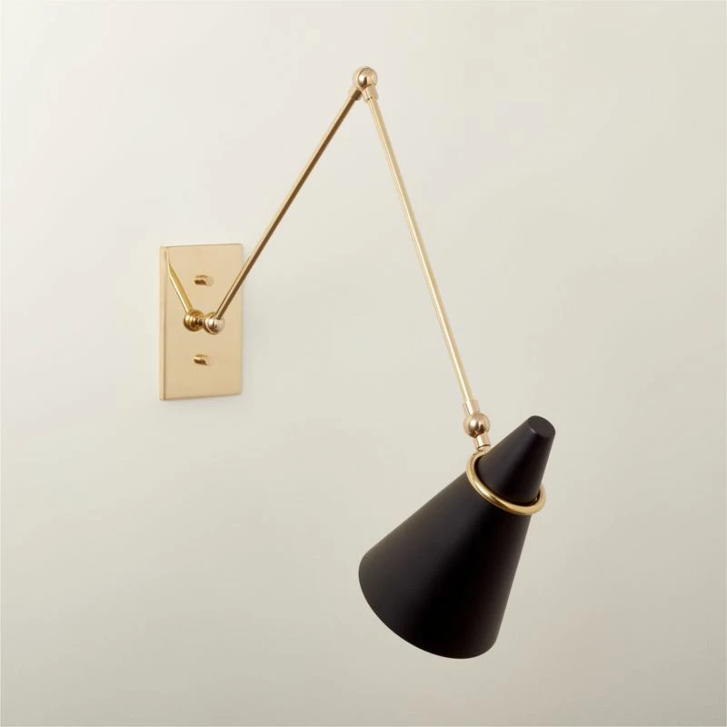 Aldus Black And Polished Brass Articulating Wall Sconce 3 Aldus Black And Polished Brass Articulating Wall Sconce