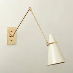 Aldus Ivory And Polished Brass Articulating Wall Sconce -marin sHOP AldusIvNPldBrsArtlngScncAV2SHF22