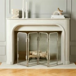 Amos Polished Nickel Fireplace Screen
