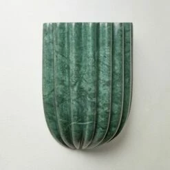 Ariel Fluted Green Marble Wall Sconce Light