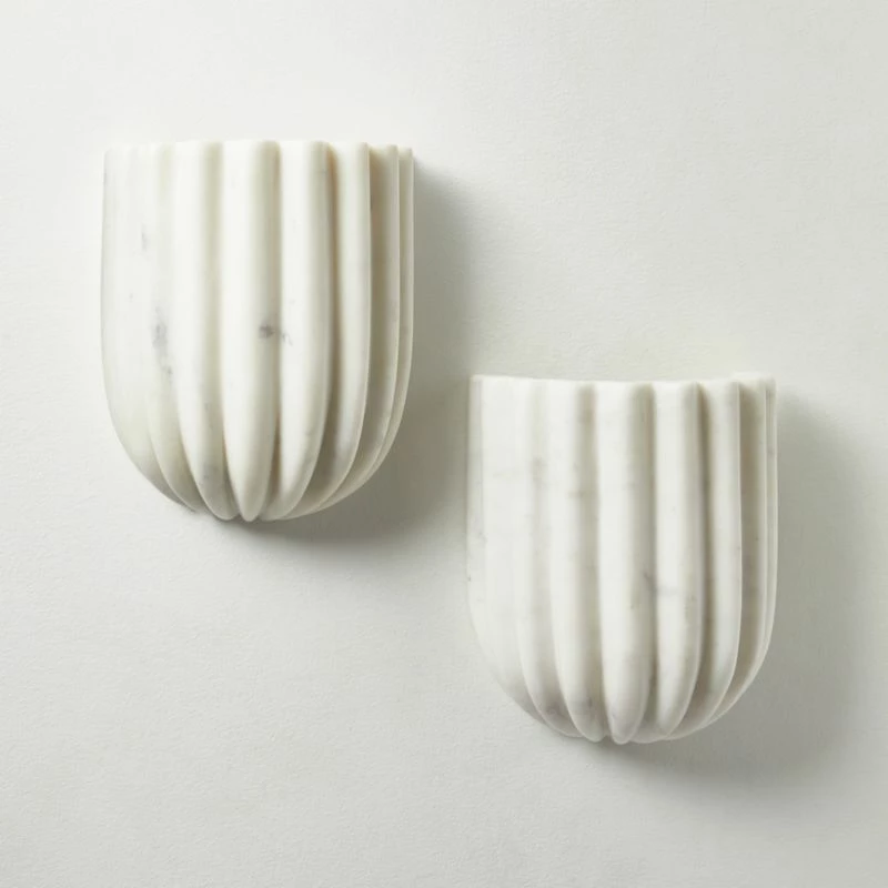 Ariel Fluted White Marble Wall Sconce Light 6 Ariel Fluted White Marble Wall Sconce Light - Image 4