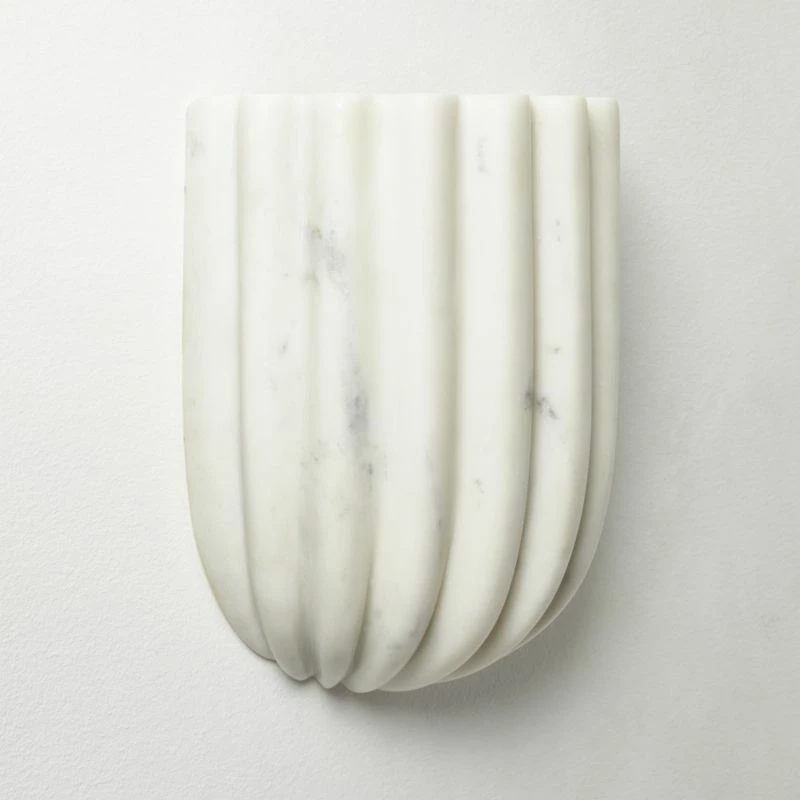 Ariel Fluted White Marble Wall Sconce Light 3 Ariel Fluted White Marble Wall Sconce Light