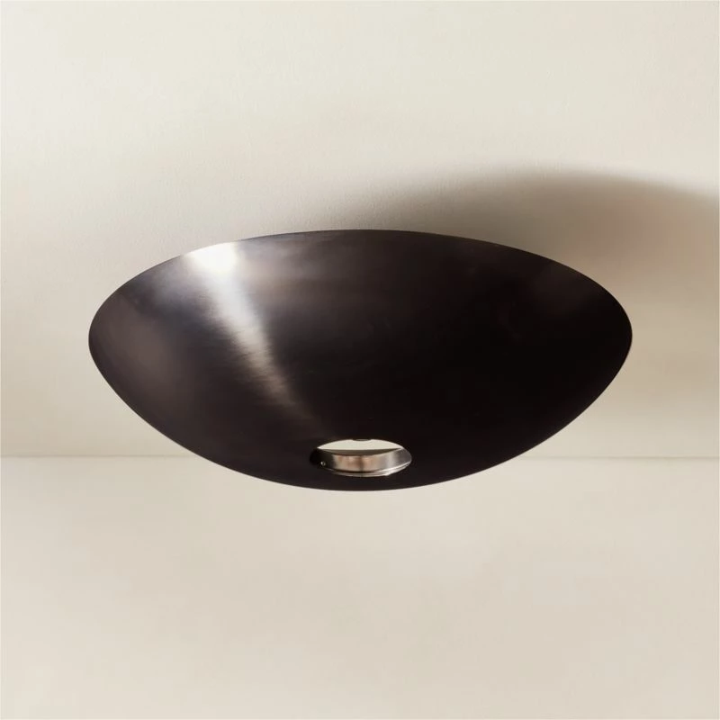 Auden Blackened Brass Flush Mount Light 16.5" 3 Auden Blackened Brass Flush Mount Light 16.5"