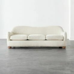 Bacio Cream Boucle Sofa With Bleached Oak Legs