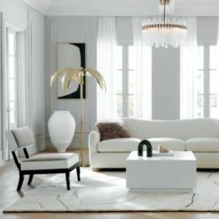 Palm Brass Finish Floor Lamp -marin sHOP BacioCreamBoucleSofaFB21 1x1 2