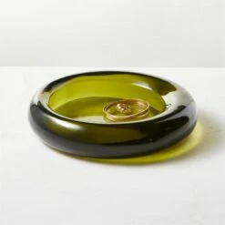 Bangle Green Glass Decorative Bowl -marin sHOP BangleLowGlassBowlROS23