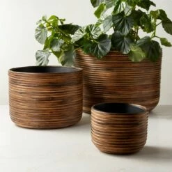 Basket Burnt Rattan Planters