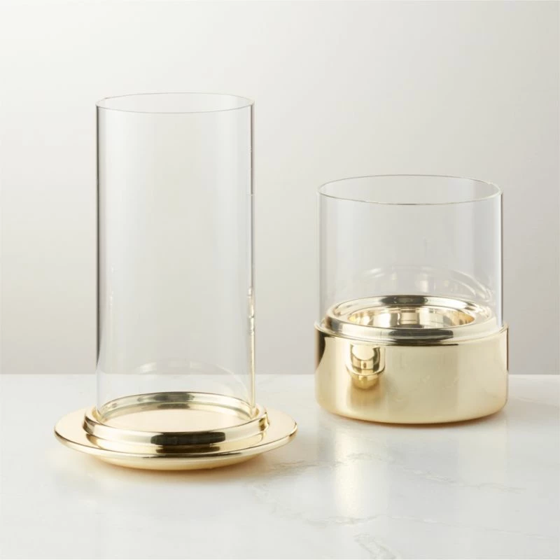 Alta And Bassa Champagne Brass Hurricane Candle Holders 4 Alta And Bassa Champagne Brass Hurricane Candle Holders - Image 2