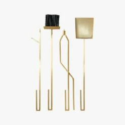 4-Piece Bend Gold Standing Fireplace Tool Set -marin sHOP BendFrplcToolsGoldS4AVF19