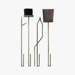 4-Piece Bend Raw Steel Standing Fireplace Tool Set -marin sHOP BendFrplcToolsRawSteelS4AVF19