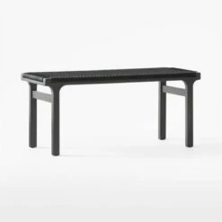 Small Black Leather Woven Bench 10 Small Black Leather Woven Bench -marin sHOP BlackLthrWrappedBenchSm3QSSF21