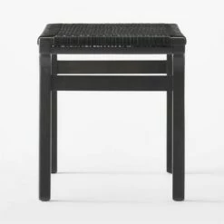 Small Black Leather Woven Bench 11 Small Black Leather Woven Bench -marin sHOP BlackLthrWrappedBenchSmSDSSF21