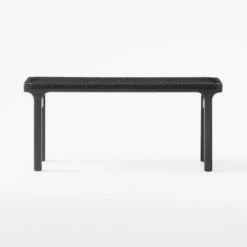 Small Black Leather Woven Bench 9 Small Black Leather Woven Bench -marin sHOP BlackLthrWrappedBenchSmSOSSF21