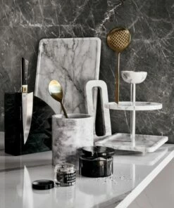 Rectangular Marble Serving Tray -marin sHOP BlackMarbleMagneticKnifeBlockMR20