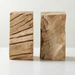 Teak Bookends Set Of 2 -marin sHOP BleachedTeakBookendsS2SHS23
