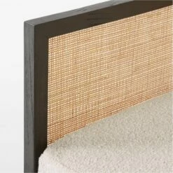 Boho Ivory Boucle And Black Rattan Daybed Twin -marin sHOP BohoBlkDaybedWBclCvrAVSSF21