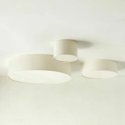 Boum Raw Silk Drum Flush Mount Light 19.75" -marin sHOP BoumRawSilkFlushMountGroupFHS23 1