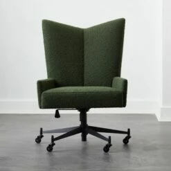 Bowtie Green Boucle Office Chair Model 3002