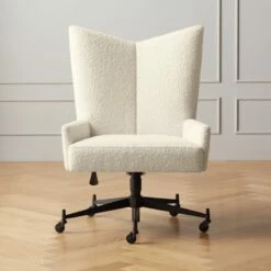 Bowtie Cream Boucle Office Chair Model 3002