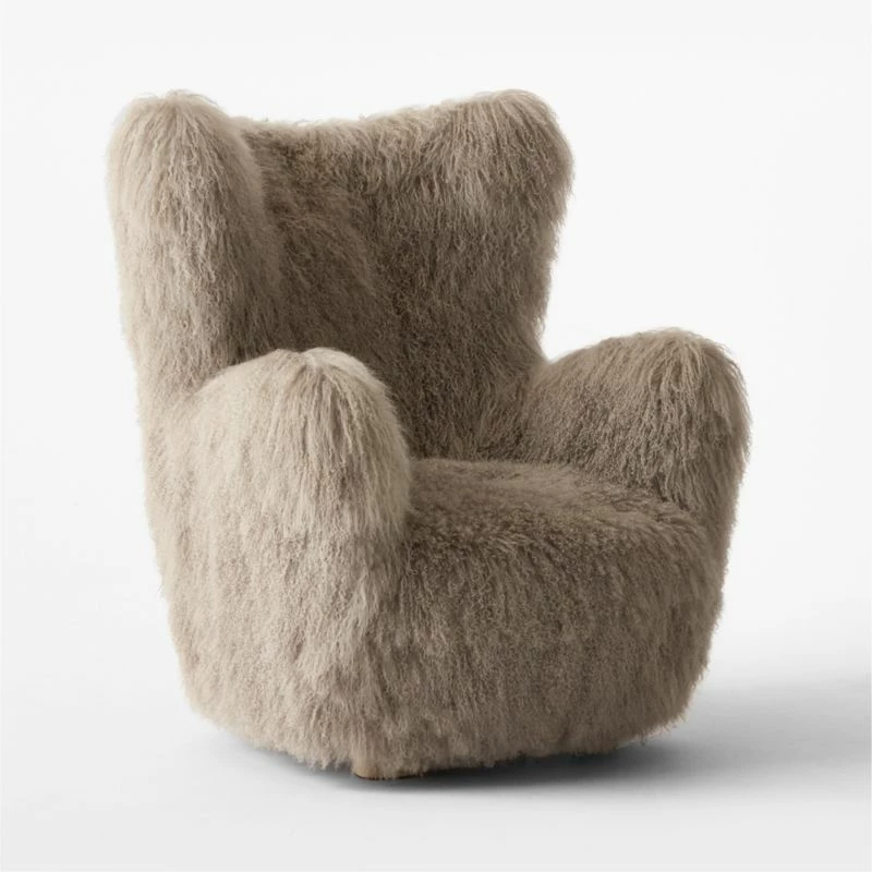 Bozzi Taupe Mongolian Sheepskin Accent Chair 7 Bozzi Taupe Mongolian Sheepskin Accent Chair - Image 5
