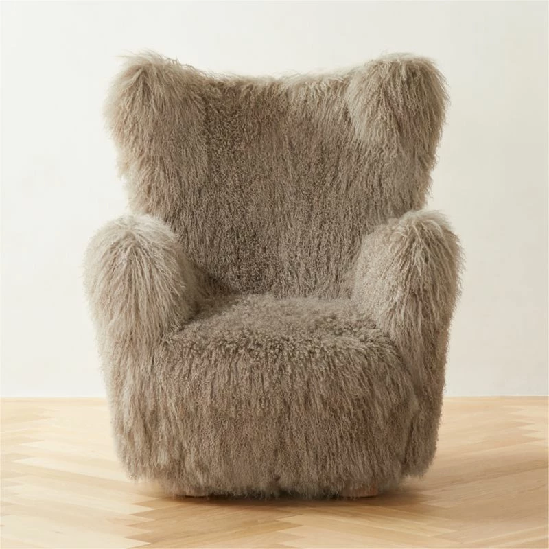 Bozzi Taupe Mongolian Sheepskin Accent Chair 3 Bozzi Taupe Mongolian Sheepskin Accent Chair