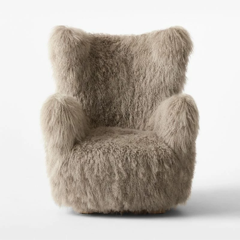 Bozzi Taupe Mongolian Sheepskin Accent Chair 6 Bozzi Taupe Mongolian Sheepskin Accent Chair - Image 4