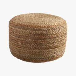 Braided Natural Jute Pouf -marin sHOP BraidedHempPoufS16