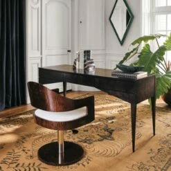 Spillo 2-Drawer Black Burl Wood Desk -marin sHOP CB2FA22 18A Hero 1