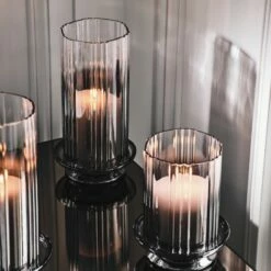 Lustro Smoked Glass Hurricane Candle Holder Small 13 Lustro Smoked Glass Hurricane Candle Holder Small -marin sHOP CB2FA22 43A V1