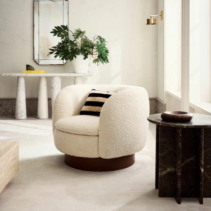 Muir White Boucle Swivel Chair 4 Muir White Boucle Swivel Chair - Image 2