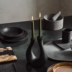 Uri Matte Black Cement Taper Candle Holder 13 Uri Matte Black Cement Taper Candle Holder -marin sHOP CB2FA23 09A V3