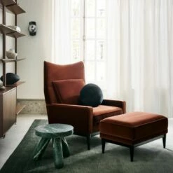 Embassy Bronze Brown Velvet Lounge Chair Model 314 -marin sHOP CB2FA23 15A hero