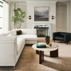 Decker 2-Piece L-Shaped White Performance Fabric Sectional Sofa With Right Arm Chaise -marin sHOP CB2FA23 50C hero 1