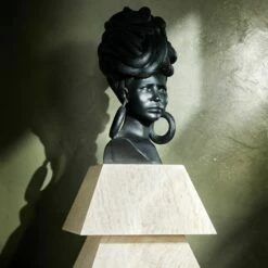 Weaver Bird Black Fiber Clay Bust -marin sHOP CB2FA23 BID 09 Det 2007 1