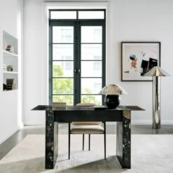 Moyra Black Marble Desk -marin sHOP CB2HOL22 24A hero
