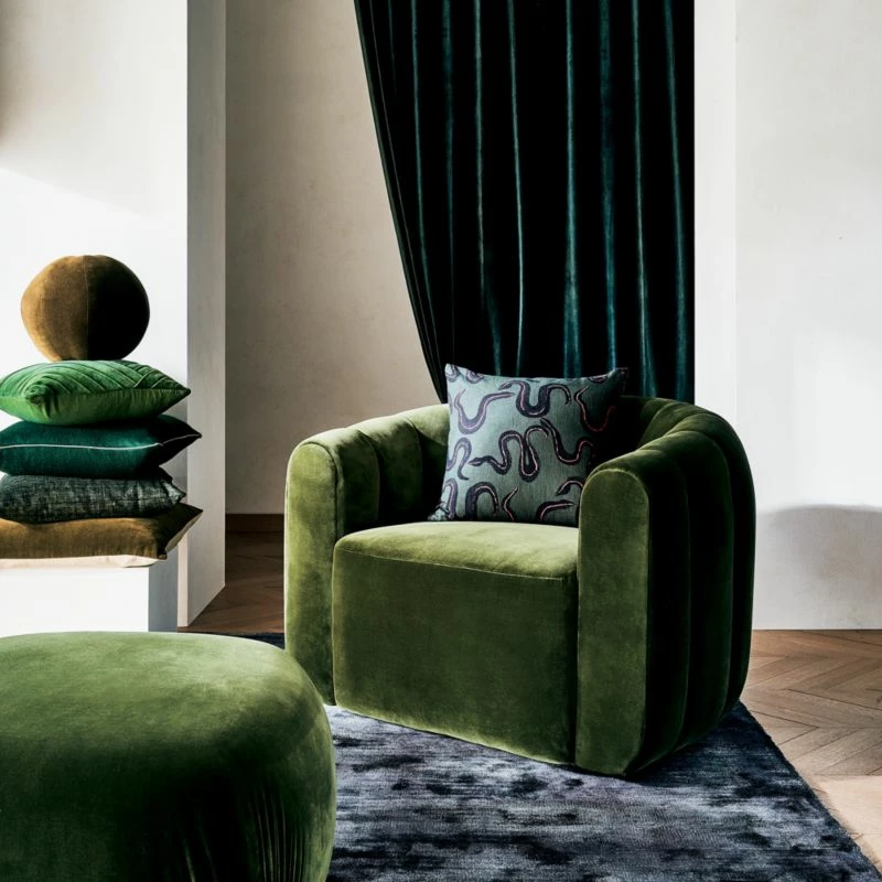 Fitz Channeled Green Velvet Swivel Chair Set Of 2 4 Fitz Channeled Green Velvet Swivel Chair Set Of 2 - Image 2