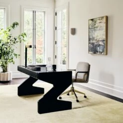 Perno 2-Drawer High-Gloss Black Oak Wood Desk 15 Perno 2-Drawer High-Gloss Black Oak Wood Desk -marin sHOP CB2SP23 02B Hero 1