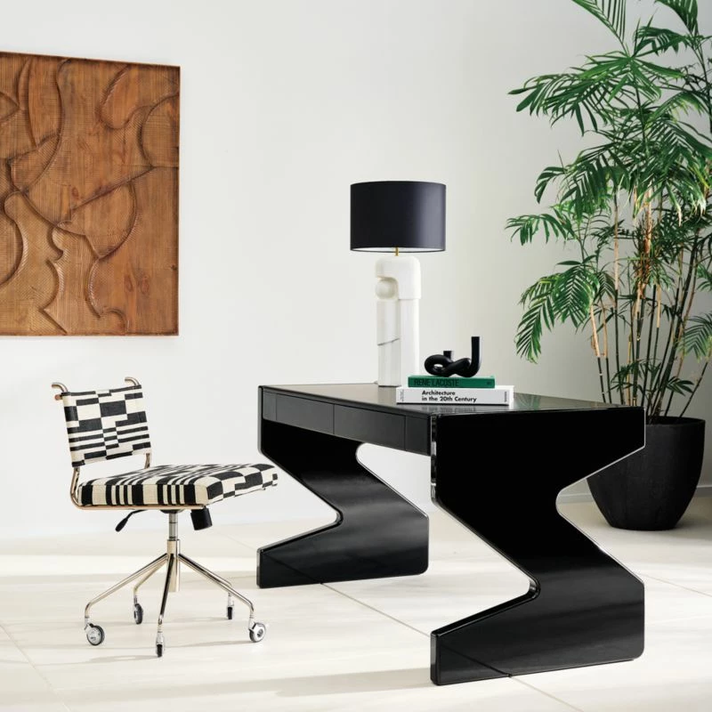 Vicino Black And White Patterned Upholstered Office Chair 5 Vicino Black And White Patterned Upholstered Office Chair - Image 3