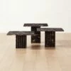 3-Piece Carve Square Black Marble Side Table Set -marin sHOP CarveBlkMrblCcktlTableGrpFHS23