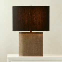 Clair Black Shagreen Table Lamp With Black Shade -marin sHOP ClairBlkShgrnTableLampROS23
