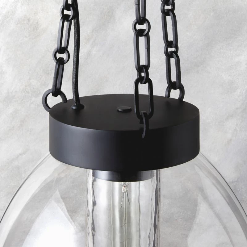 Clifton Cast Glass And Black Chain Link Pendant Light 5 Clifton Cast Glass And Black Chain Link Pendant Light - Image 3