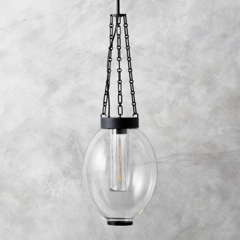 Clifton Cast Glass And Black Chain Link Pendant Light 3 Clifton Cast Glass And Black Chain Link Pendant Light