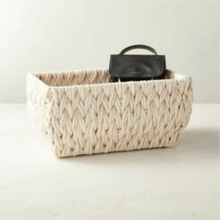 Conway Rectangular White Cotton Storage Basket Small -marin sHOP ConwayBasketWhiteAVSHS22